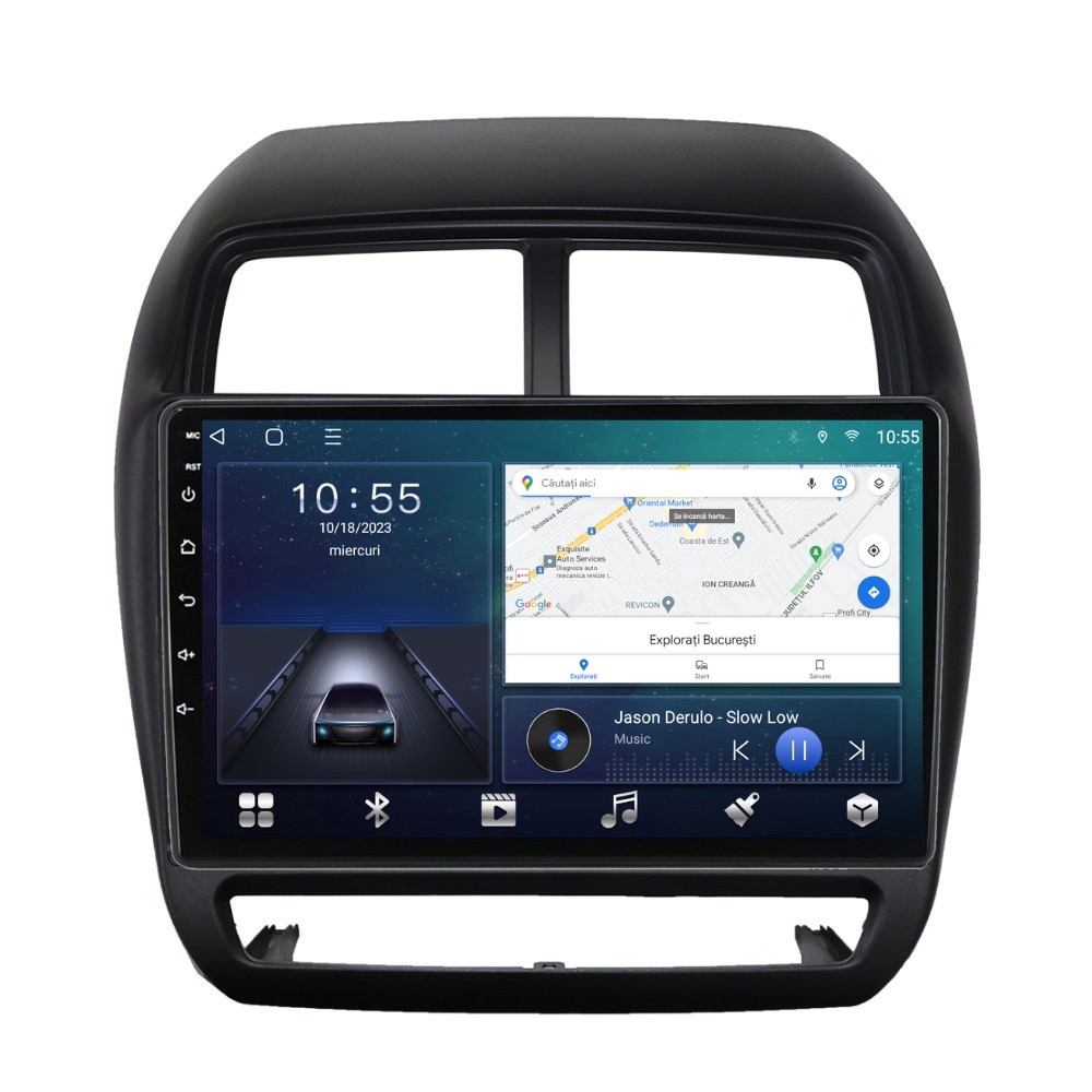 Navigatie dedicata cu Android Mitsubishi ASX 2016 - 2019, 2GB RAM, Radio GPS Dual Zone, Display HD QLED 9" Touchscreen, Internet Wi-Fi si slot SIM 4G, Bluetooth, MirrorLink, USB