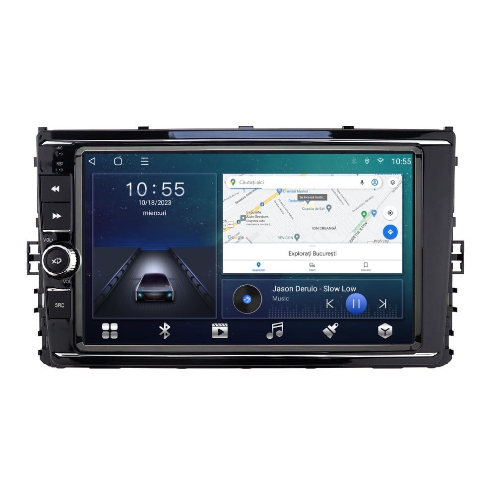Navigatie dedicata cu Android VW T-Roc dupa 2017, 2GB RAM, Radio GPS Dual Zone, Display HD QLED 9'' Touchscreen, Internet Wi-Fi si slot SIM 4G, Bluetooth, MirrorLink, USB