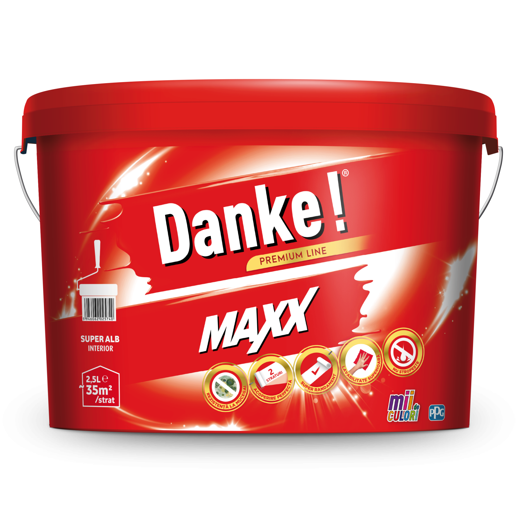 Vopsea lavabila interior Danke Maxx White, alb, 2.5 l