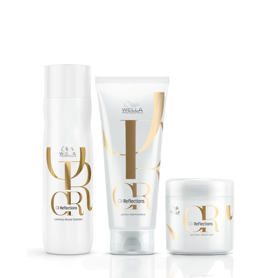 Set pentru Stralucire Wella Professionals Oil Reflections, Sampon 250 ml + Balsam 200 ml + Masca 150 ml