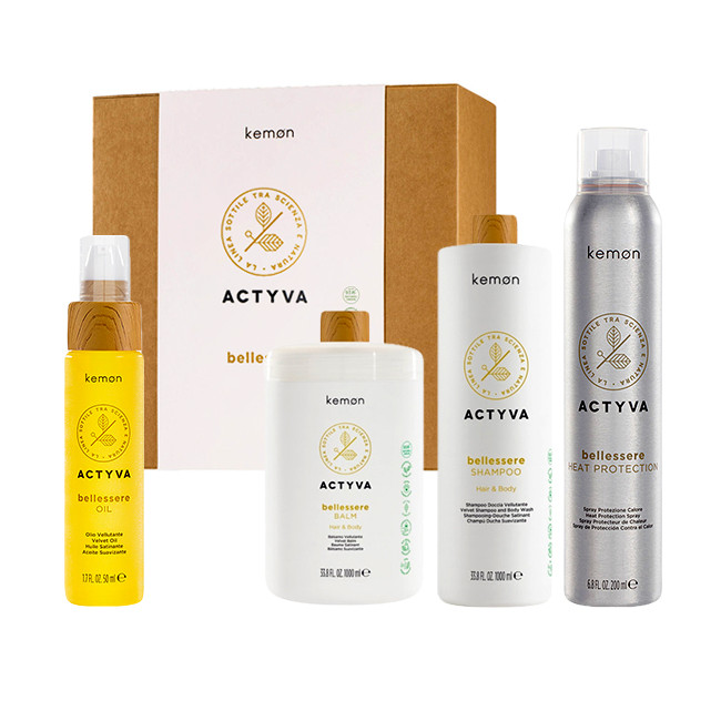 Set Kemon Actyva Bellessere, Sampon 1000 ml + Balsam 1000 ml + Ulei 50 ml + Spray 200 ml