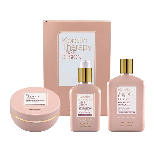 Set Alfaparf Lisse Design Keratin Therapy Maintenance, Sampon 250 ml + Masca 200 ml + Ser 125 ml (Concentratie: Set)