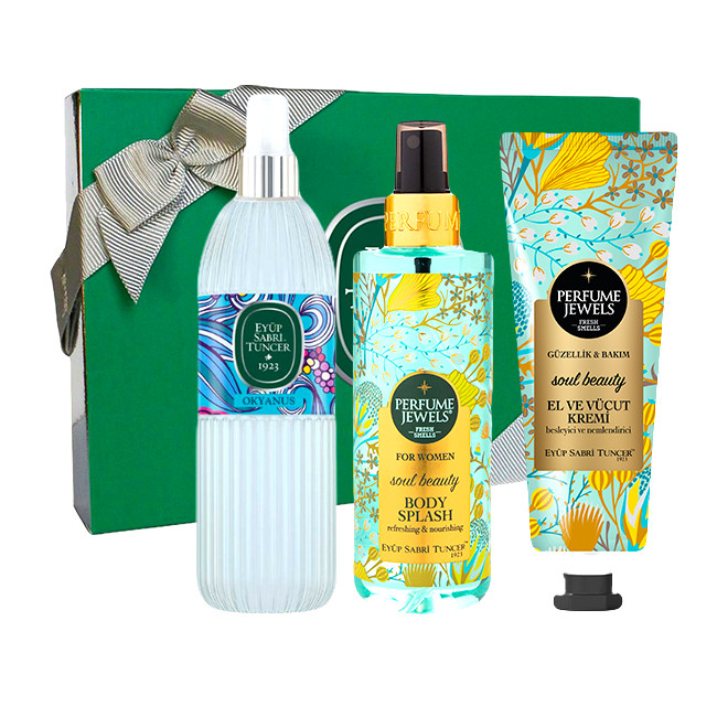 Set Cadou Eyup Sabri Tuncer, Apa de Colonie 68° Ocean 150 ml + Spray de Corp Perfume Jewels Soul Beauty 250 ml + Cremă De Mâini Și De Corp Soul Beauty 50 ml