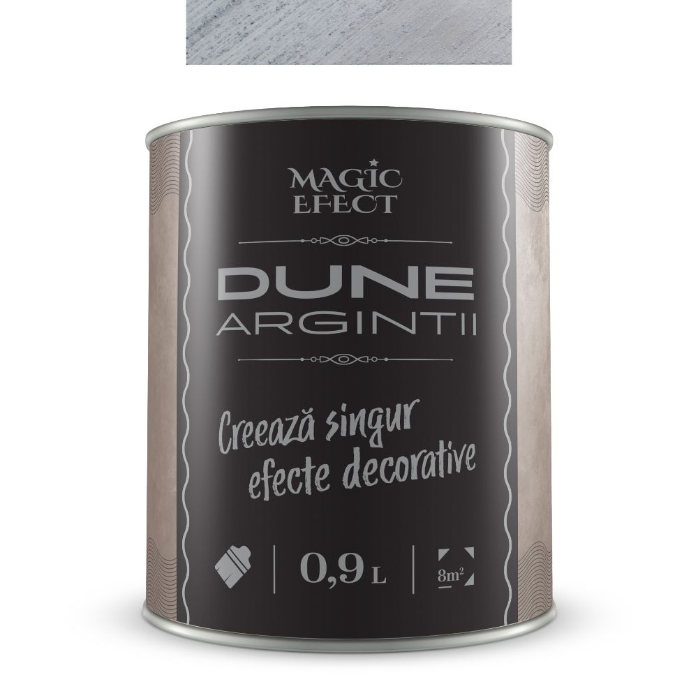 Vopsea decorativa cu efect de dune de nisip, Magic Efect Dune Argintiu, pe baza de apa, 0.9 l