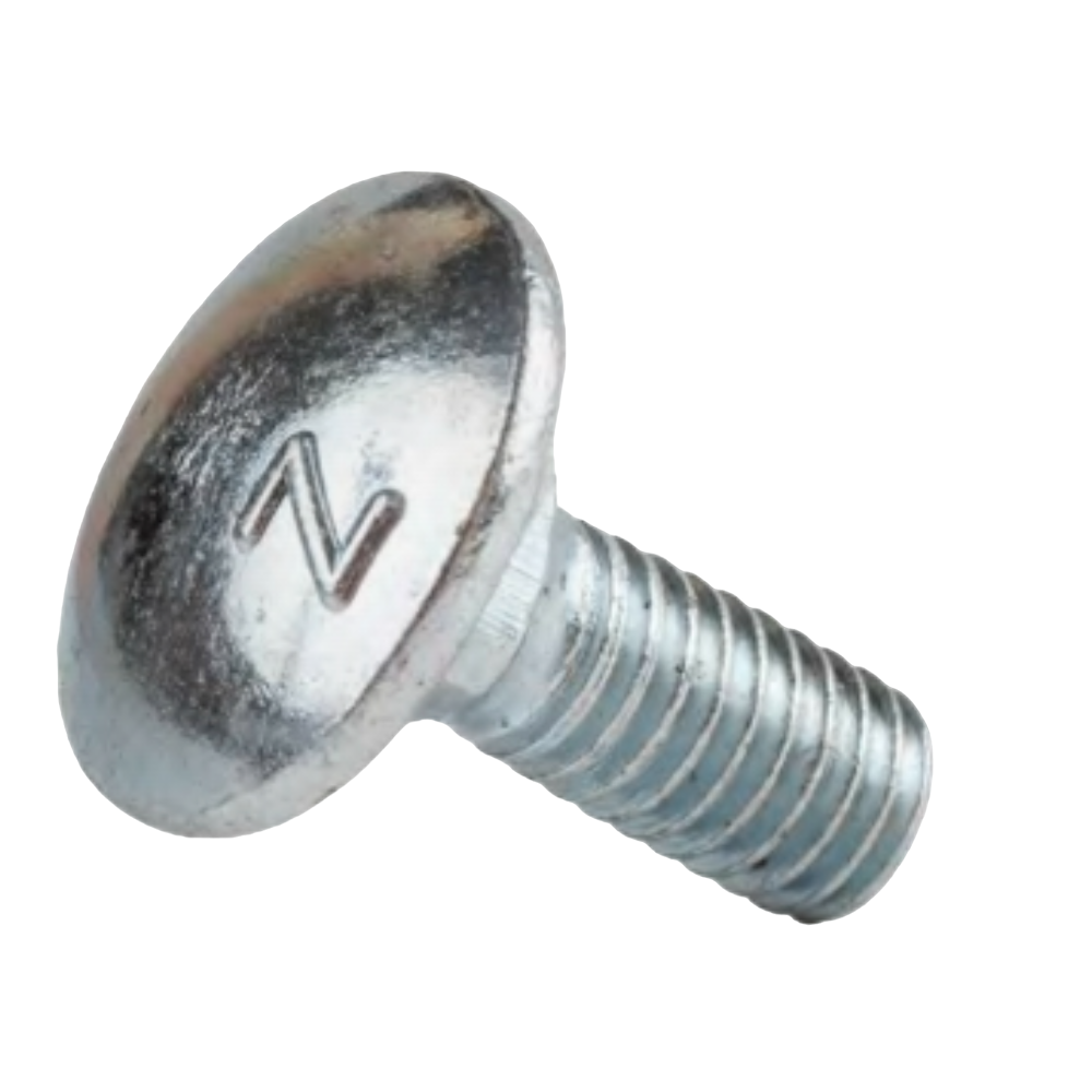 Surub cu cap bombat si gat patrat, otel zincat alb, 10 x 30 mm, 10 buc