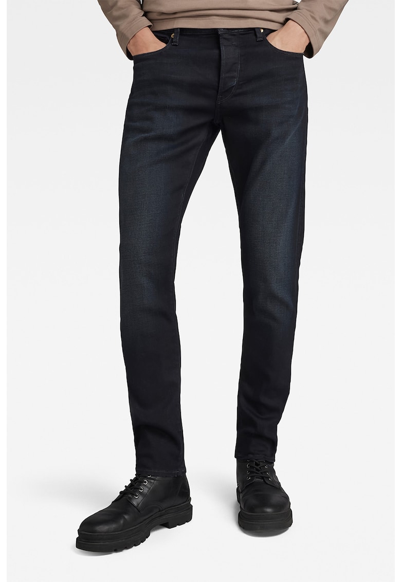 Blugi slim fit din amestec de lyocell - cu aspect decolorat 3301 - Bleumarin