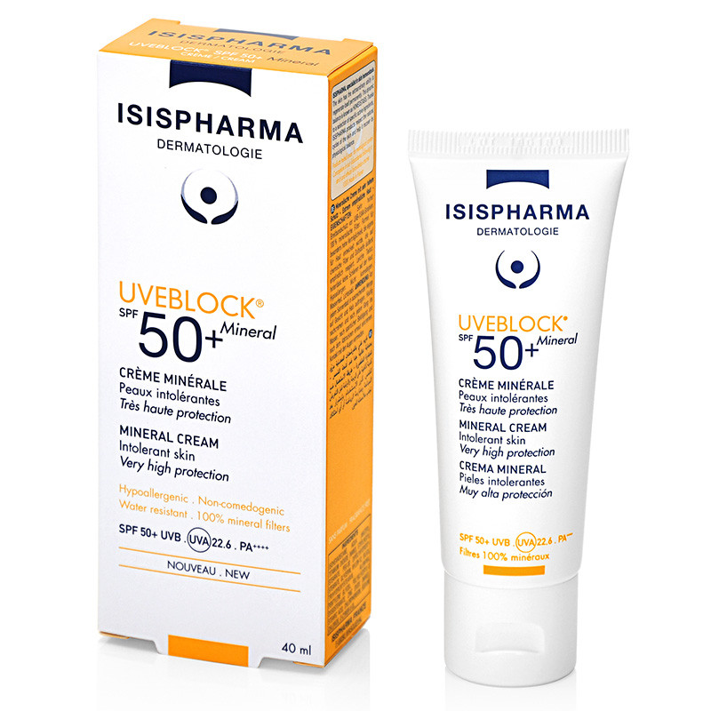 Crema cu protectie solara Isispharna UVEBLOCK SPF 50+ Mineral, 40 ml