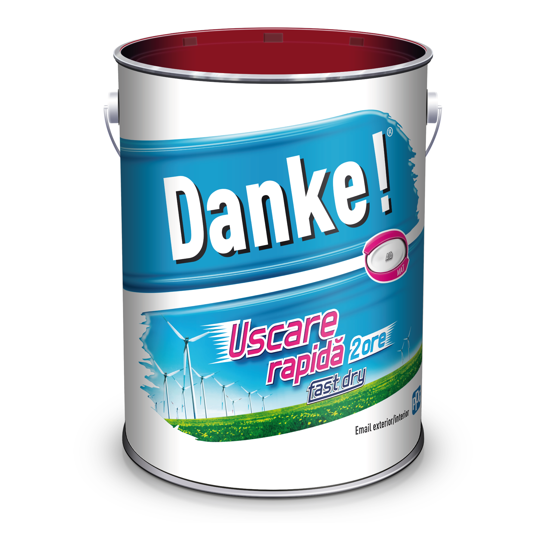 Email Danke uscare rapida, pentru metal, lemn, zidarie, exterior/interior, alb, mat, 4 l