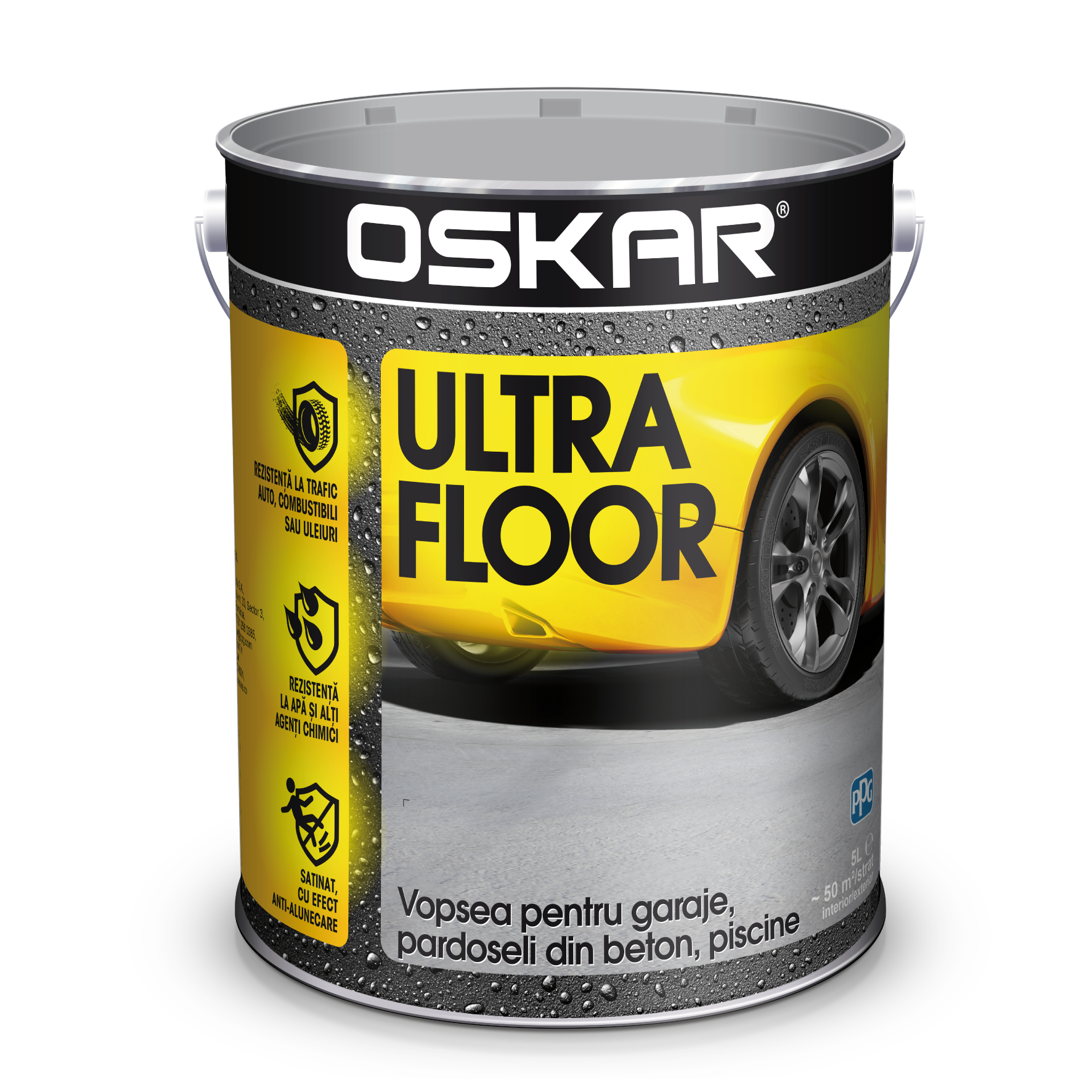 Vopsea beton / piscina Oskar Ultra Floor, polar white, interior/exterior, 5 l