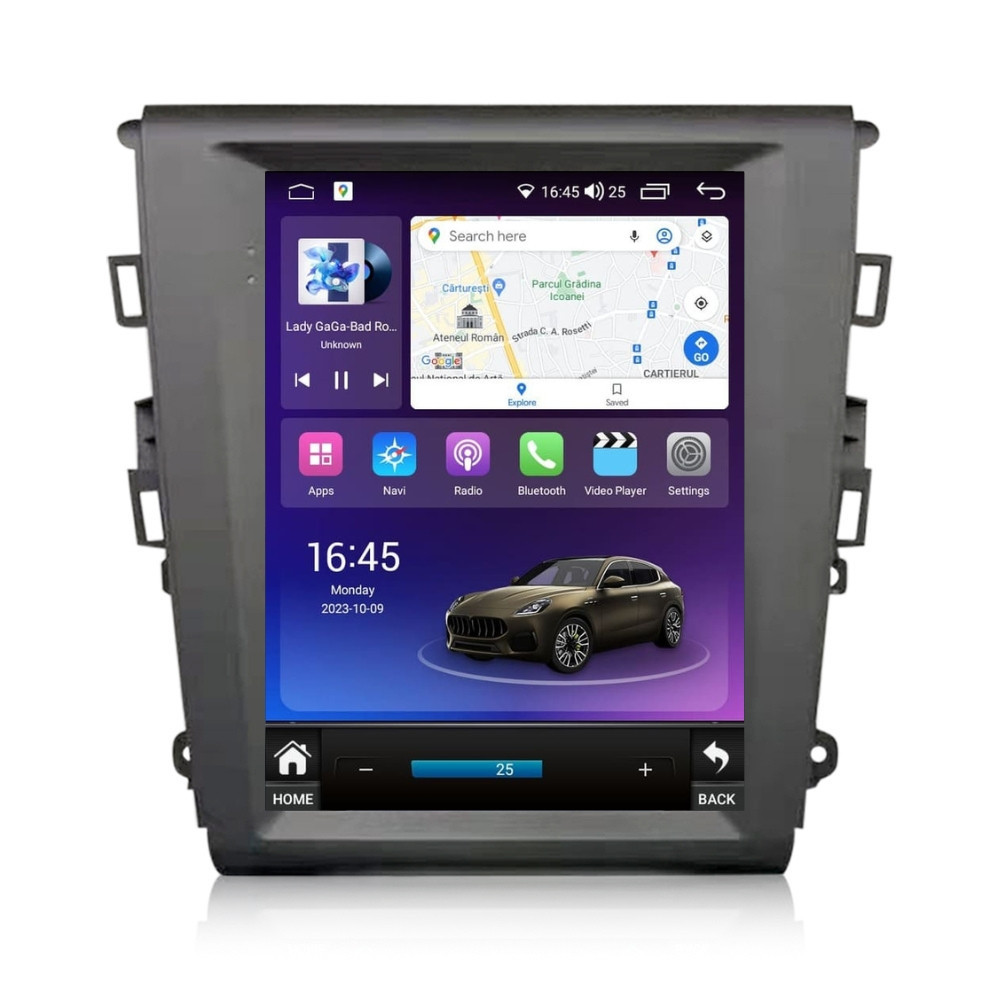 Navigatie dedicata cu Android tip tesla Ford Mondeo V dupa 2014, 4GB RAM, Radio GPS Dual Zone, Touchscreen IPS 9.7" HD, Internet Wi-Fi si slot SIM 4G, Bluetooth, MirrorLink, USB