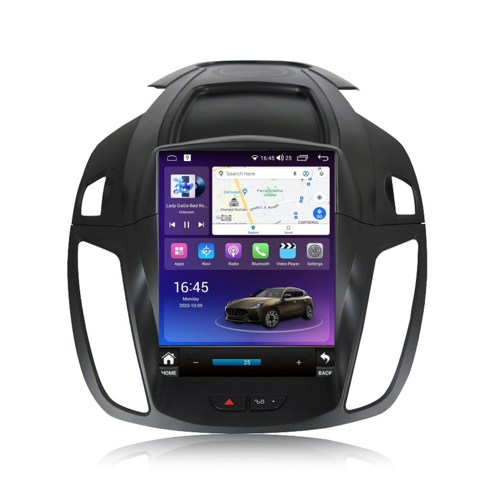 Navigatie dedicata cu Android tip tesla Ford Kuga II 2012 - 2019, 4GB RAM, Radio GPS Dual Zone, Touchscreen IPS 9.7" HD, Internet Wi-Fi si slot SIM 4G, Bluetooth, MirrorLink, USB