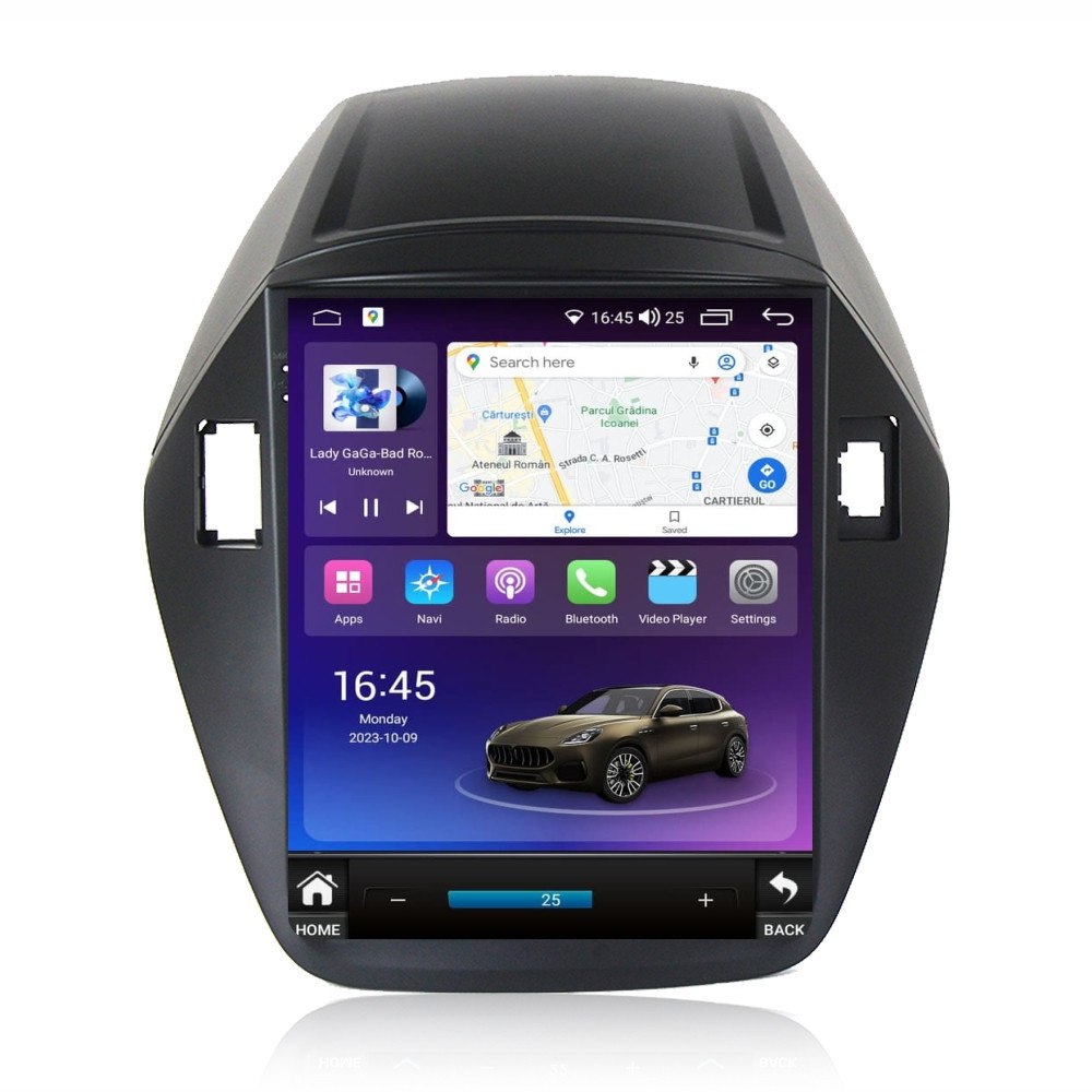 Navigatie dedicata cu Android tip tesla Hyundai ix35 2009 - 2015, 4GB RAM, Radio GPS Dual Zone, Touchscreen IPS 9.7" HD, Internet Wi-Fi si slot SIM 4G, Bluetooth, MirrorLink, USB