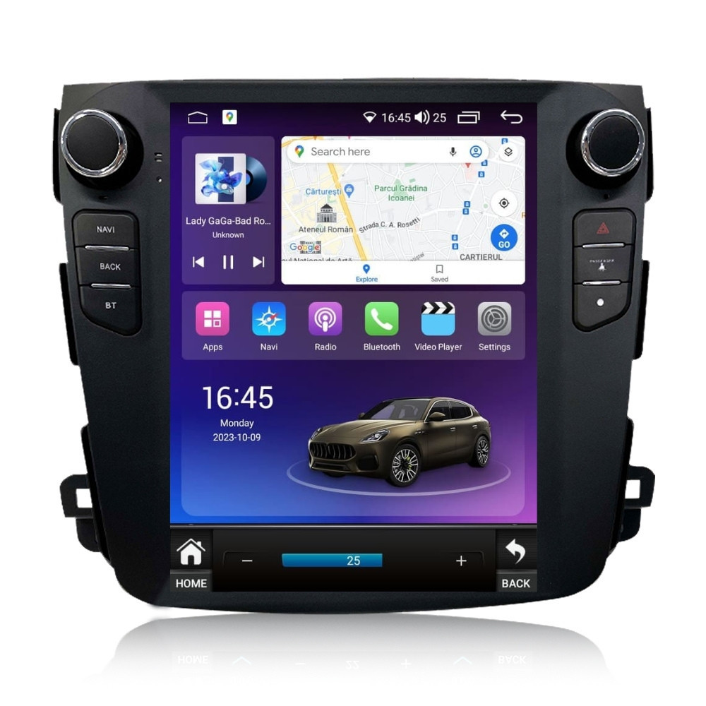 Navigatie dedicata cu Android tip tesla Mitsubishi Outlander II 2006 - 2012, 4GB RAM, Radio GPS Dual Zone, Touchscreen IPS 9.7" HD, Internet Wi-Fi si slot SIM 4G, Bluetooth, MirrorLink, USB
