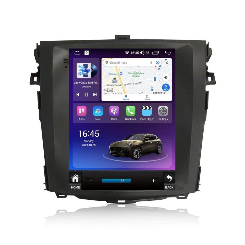 Navigatie dedicata cu Android tip tesla Toyota Corolla 2007 - 2013, 4GB RAM, Radio GPS Dual Zone, Touchscreen IPS 9.7" HD, Internet Wi-Fi si slot SIM 4G, Bluetooth, MirrorLink, USB