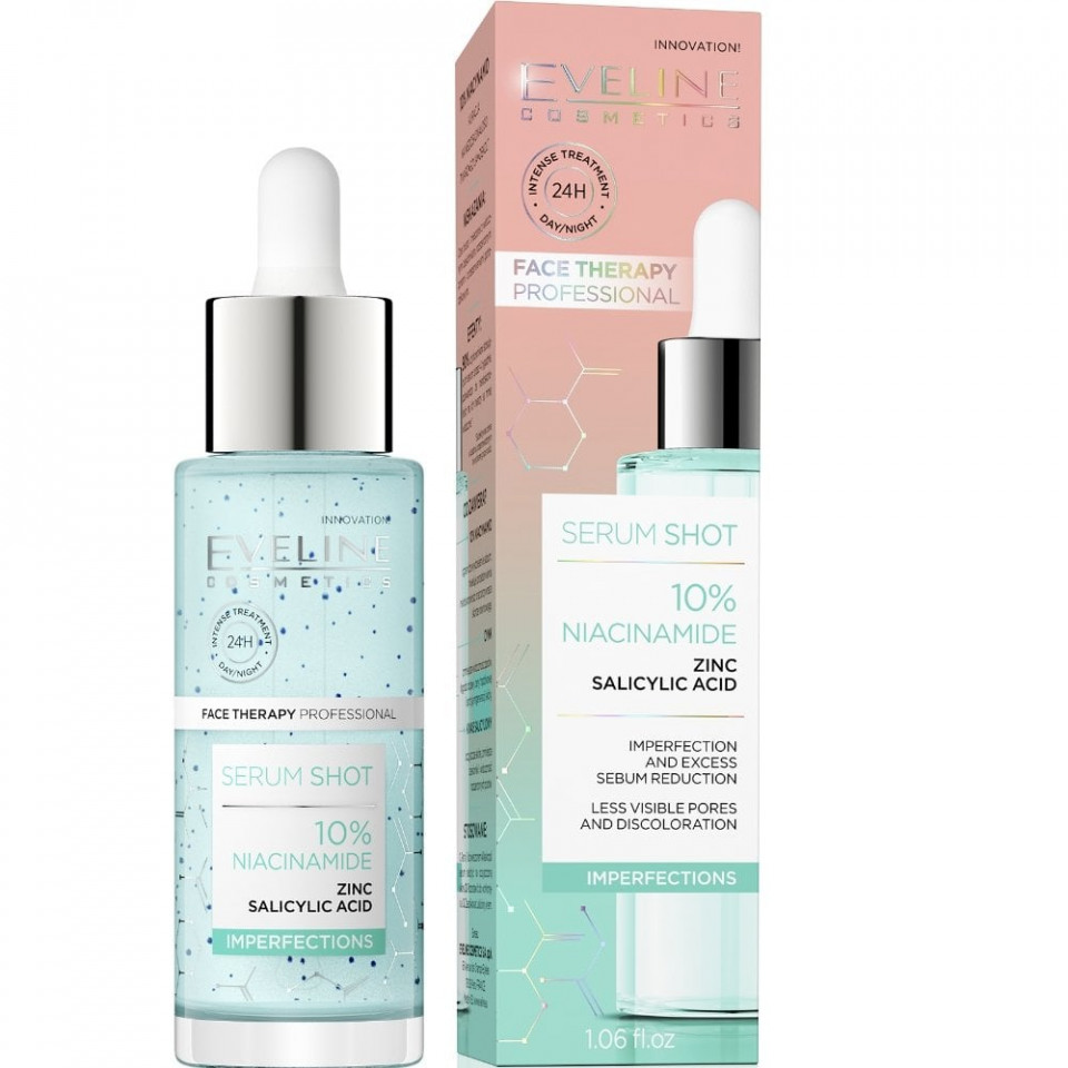Ser anti-imperfectiuni cu niacinamide Eveline Cosmetics 10% Serum Shot, 30 ml