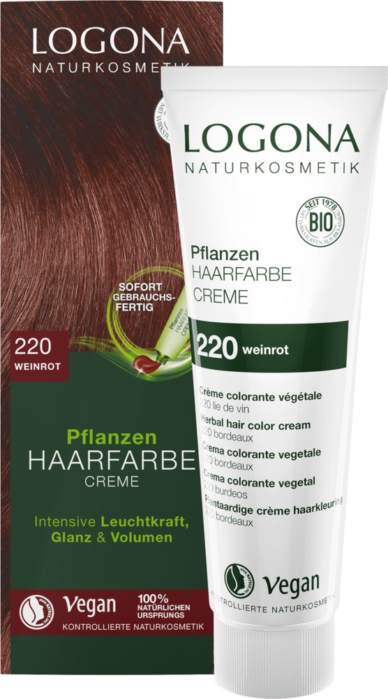 Vopsea de par crema, Rosu vin 220, 150ml Logona