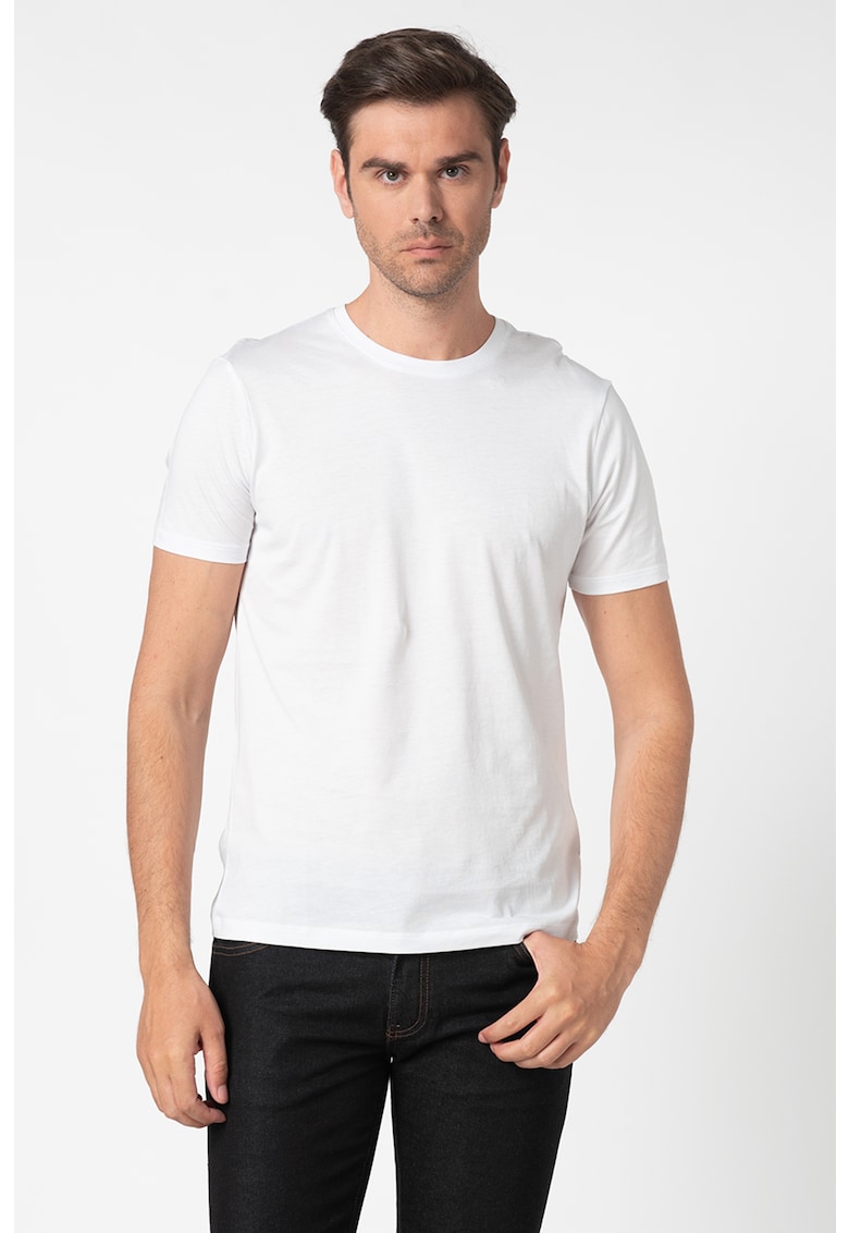Oferte la Tricou slim fit cu decolteu la baza gatului - Alb