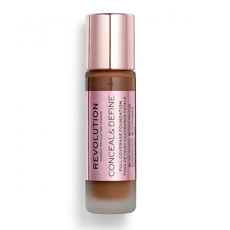 Corector Makeup Revolution, Conceal & Define, Oil Free, Cream Foundation, 23 ml (Culoare produse: F 15)