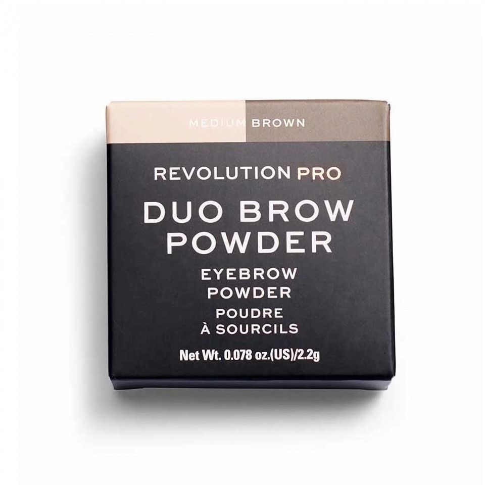Pudra pentru sprancene Revolution PRO Duo, Makeup Revolution, 2,2 g (Culoare produse: Medium Brown)