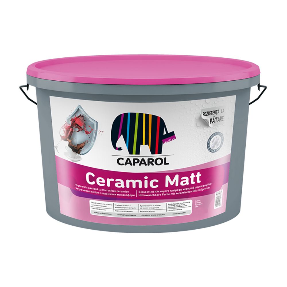 Vopsea ultralavabila interior Caparol Ceramic Matt, alb, 2.5 l