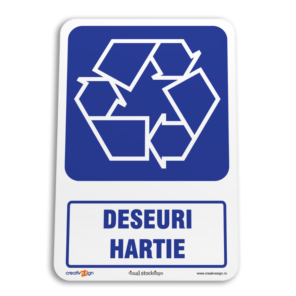 Indicator autocolant Deseuri hartie, PVC, 20x30 cm