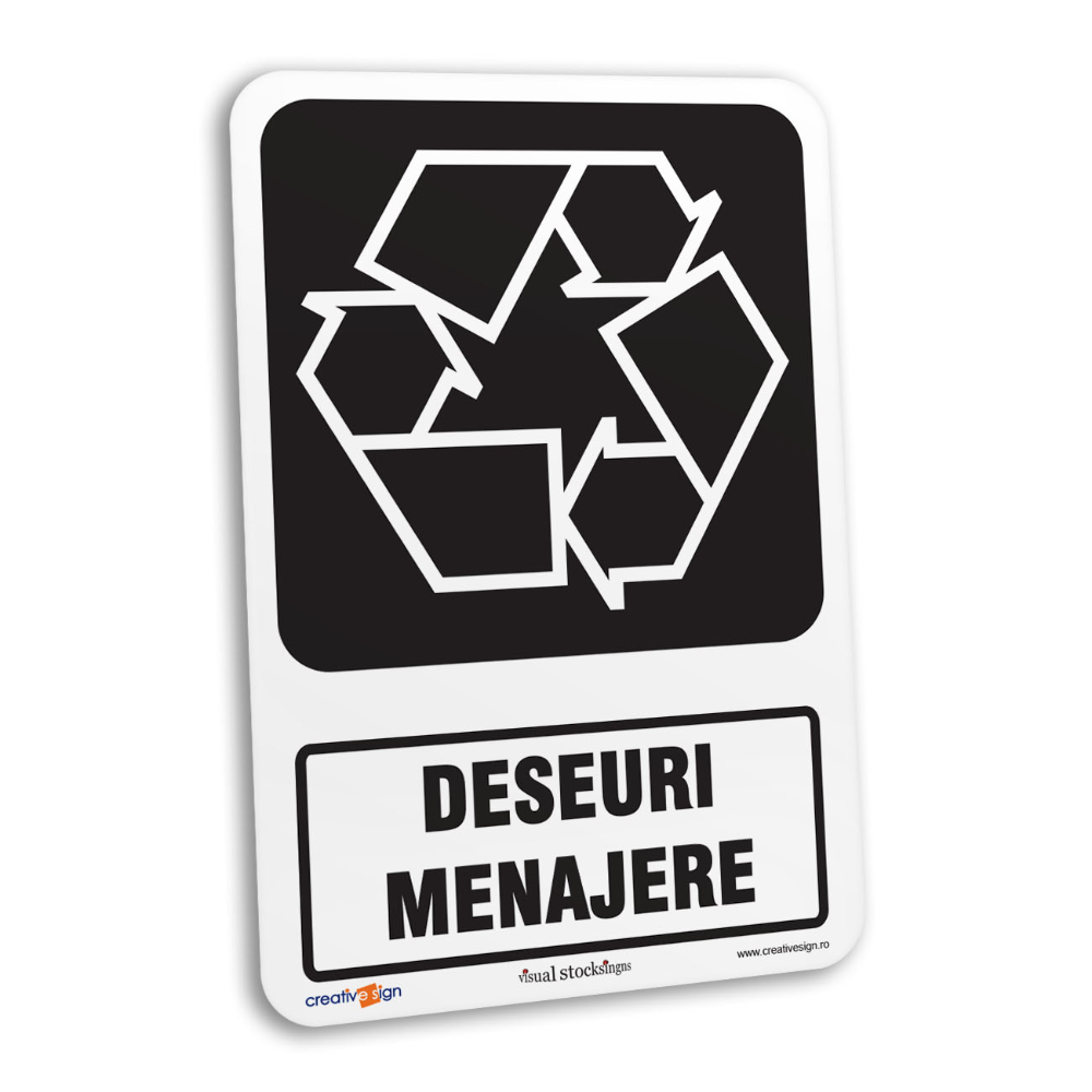 Indicator autocolant Deseuri menajere, PVC, 20 x 30 cm