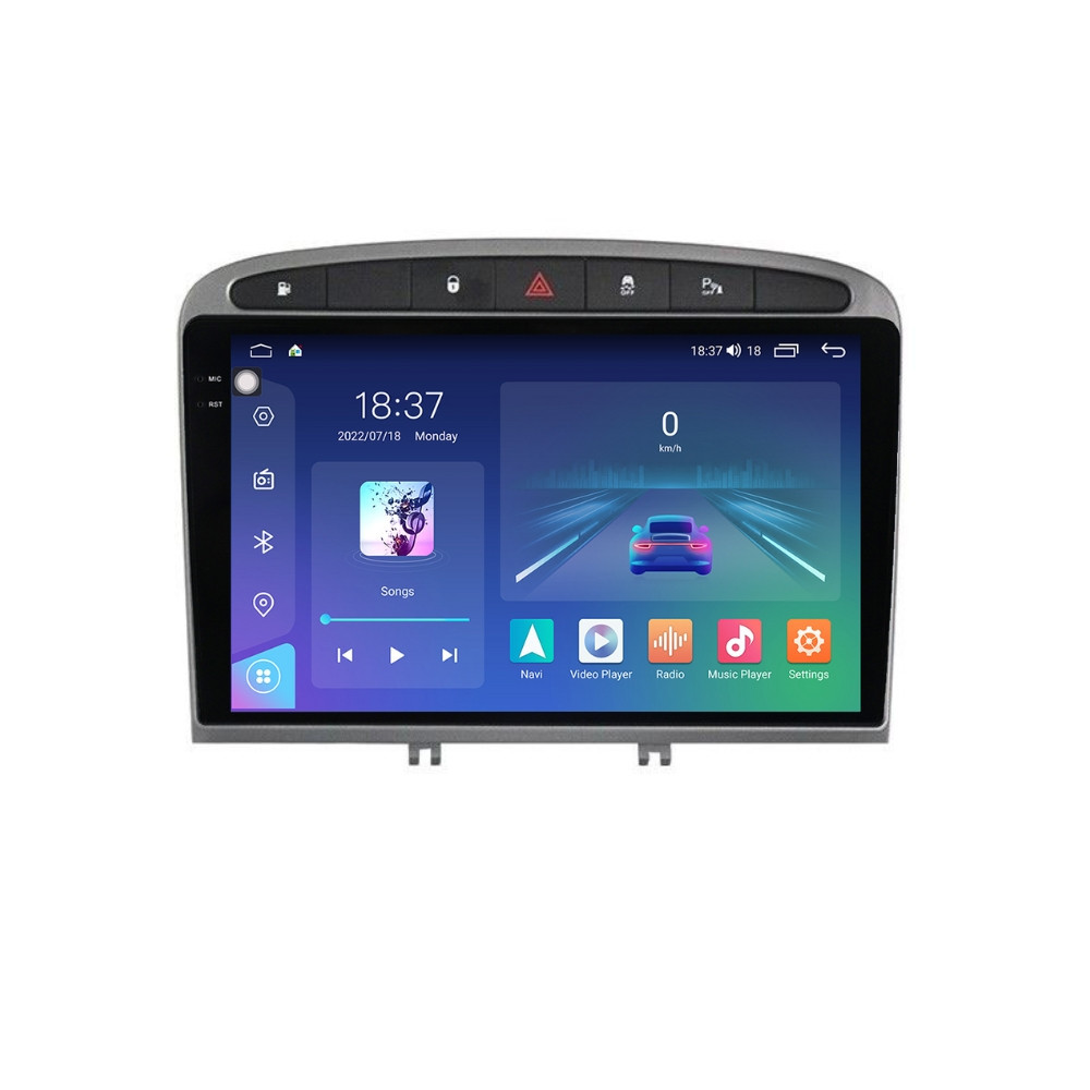Navigatie dedicata cu Android Peugeot 308 I 2007 - 2013, 4GB RAM, Radio GPS Dual Zone, Display 2K QLED 9.5" Touchscreen, Internet Wi-Fi si slot SIM 4G, Bluetooth, MirrorLink, USB