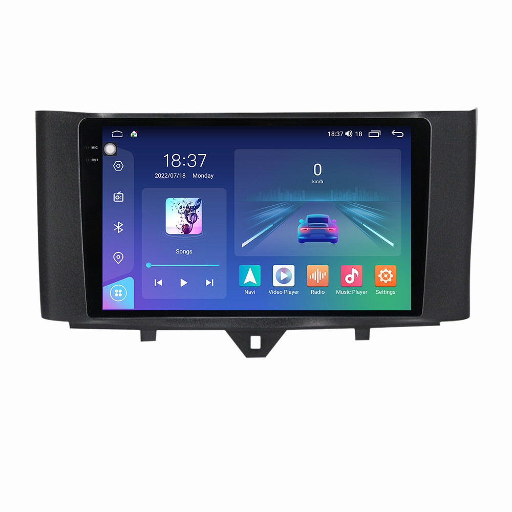 Navigatie dedicata cu Android Smart Fortwo 2011 - 2014, 4GB RAM, Radio GPS Dual Zone, Display 2K QLED 9.5" Touchscreen, Internet Wi-Fi si slot SIM 4G, Bluetooth, MirrorLink, USB