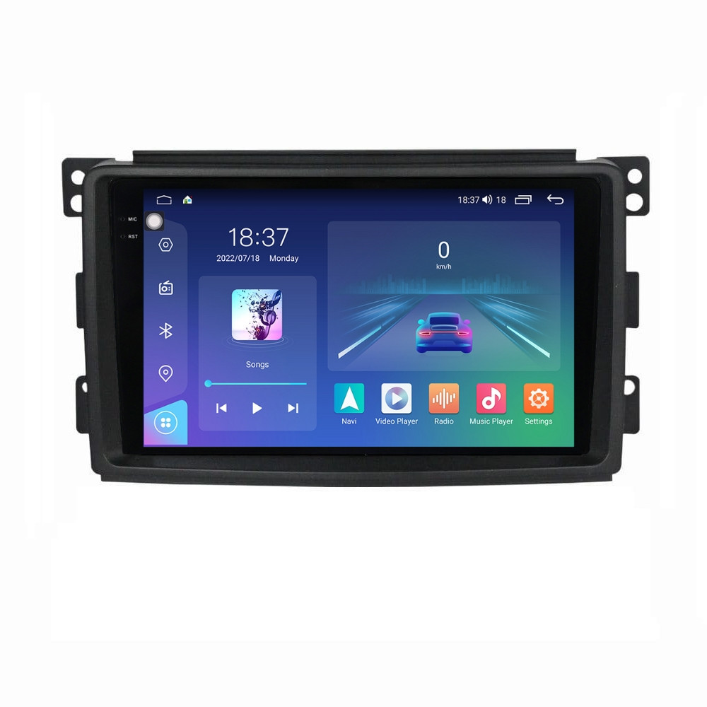 Navigatie dedicata cu Android Smart Fortwo 2007 - 2010, 4GB RAM, Radio GPS Dual Zone, Display 2K QLED 9.5" Touchscreen, Internet Wi-Fi si slot SIM 4G, Bluetooth, MirrorLink, USB