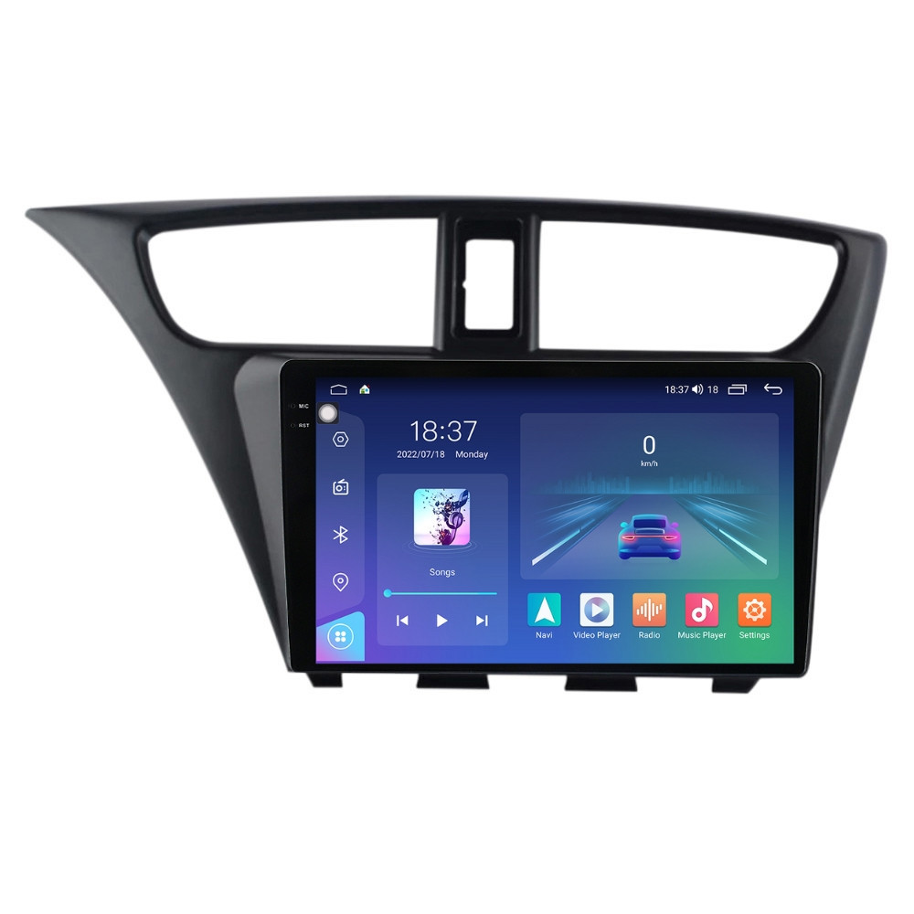 Navigatie dedicata cu Android Honda Civic IX Hatchback 2011 - 2015, 4GB RAM, Radio GPS Dual Zone, Display 2K QLED 9.5" Touchscreen, Internet Wi-Fi si slot SIM 4G, Bluetooth, MirrorLink, USB