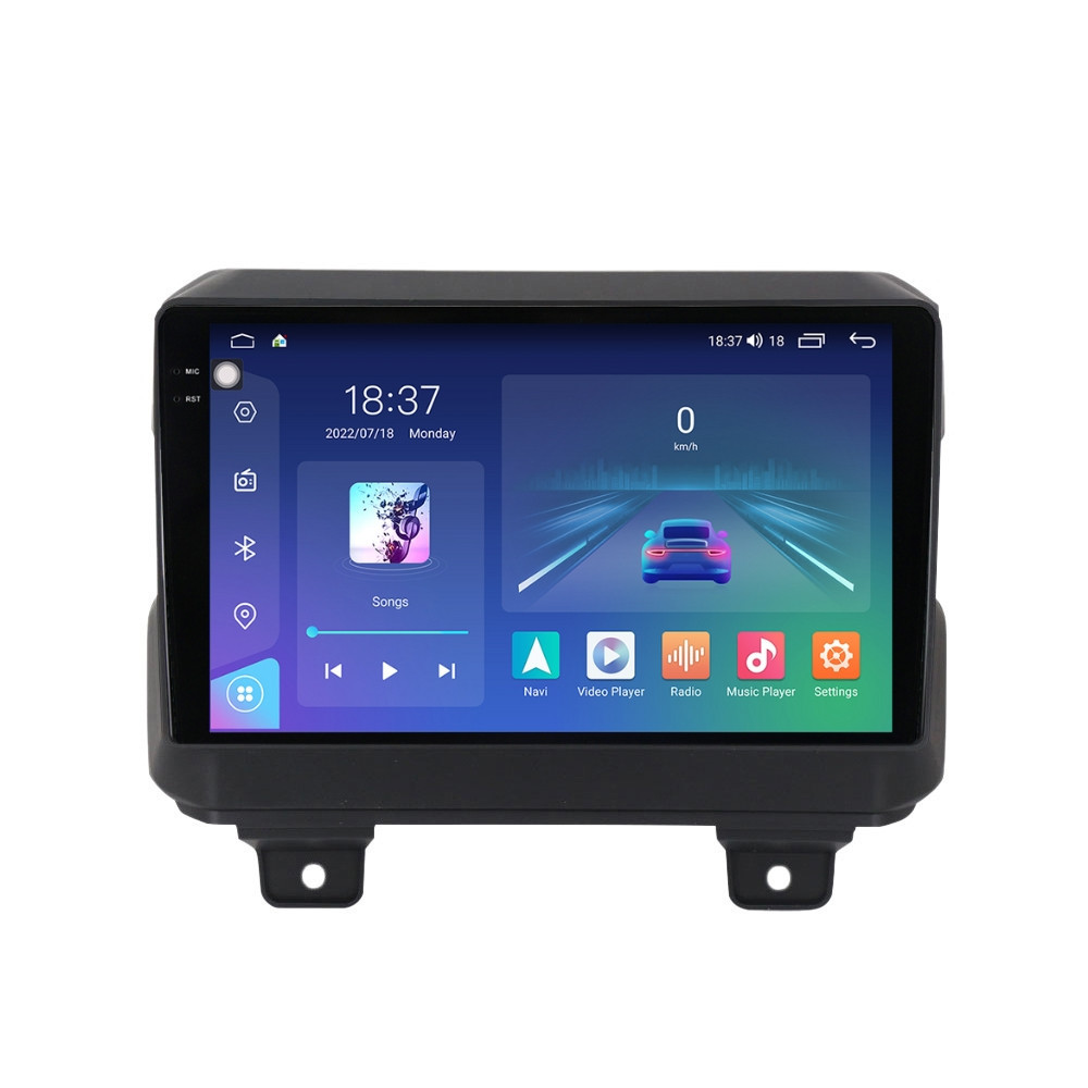 Navigatie dedicata cu Android Jeep Wrangler IV dupa 2018, 4GB RAM, Radio GPS Dual Zone, Display 2K QLED 9.5" Touchscreen, Internet Wi-Fi si slot SIM 4G, Bluetooth, MirrorLink, USB