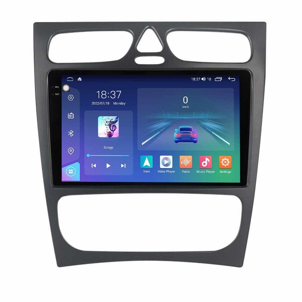 Navigatie dedicata cu Android Mercedes C-Class W203 2000 - 2004, 8GB RAM, Radio GPS Dual Zone, Display 2K QLED 9.5" Touchscreen, Internet Wi-Fi si slot SIM 4G, Bluetooth, MirrorLink, USB