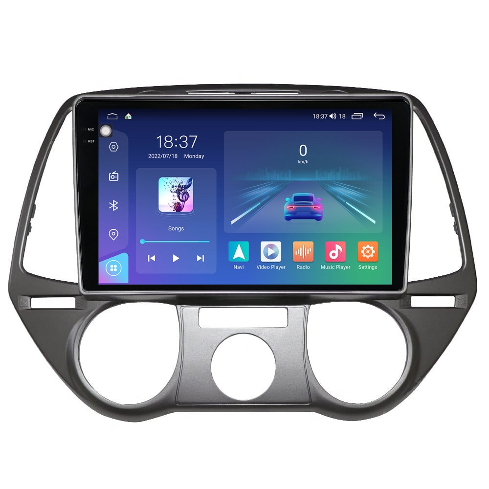Navigatie dedicata cu Android Hyundai i20 2008 - 2012, clima manuala, 8GB RAM, Radio GPS Dual Zone, Display 2K QLED 9.5" Touchscreen, Internet Wi-Fi si slot SIM 4G, Bluetooth, MirrorLink, USB