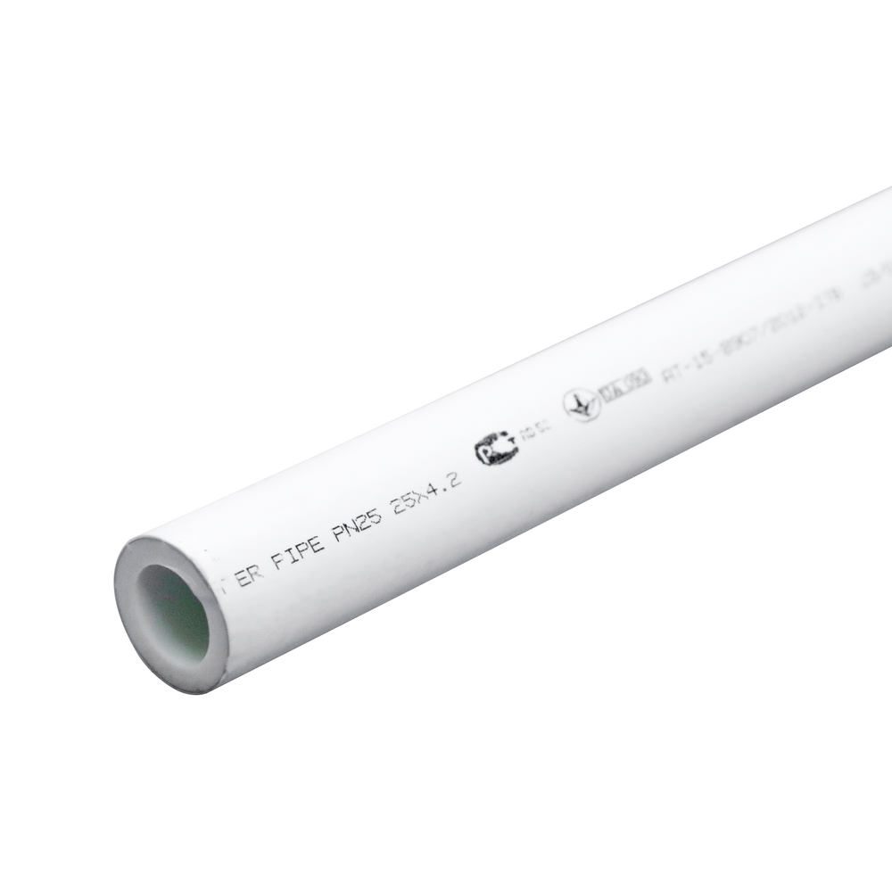 Teava PPR Vesbo, insertie aluminiu, DN 25 mm, lungime 4m, PN 25 bar, alb