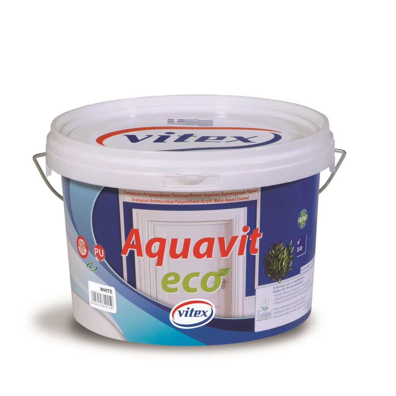 Email pentru lemn Vitex AQUAVIT ECO, interior/exterior, pe baza de apa, alb lucios, 2.5 l