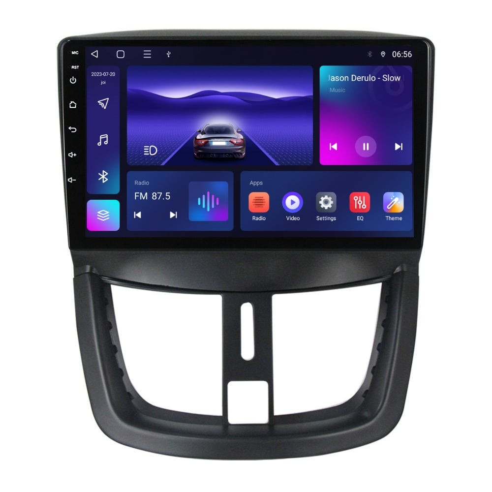 Navigatie dedicata cu Android Peugeot 207 2006 - 2015, 4GB RAM, Radio GPS Dual Zone, Display HD IPS 9" Touchscreen, Internet Wi-Fi, Bluetooth, MirrorLink, USB