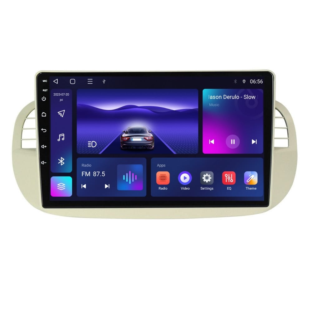 Navigatie dedicata cu Android Fiat 500 2007 - 2015, gri, 4GB RAM, Radio GPS Dual Zone, Display HD IPS 9" Touchscreen, Internet Wi-Fi, Bluetooth, MirrorLink, USB