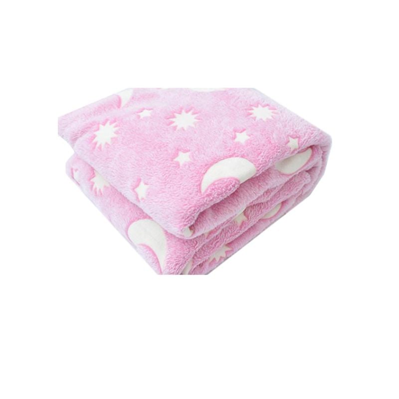 Hanorac patura cu maneci fete Luna Fosforescenta Roz cu buzunar cangur Flanel  Polar 440g mp 105 cm