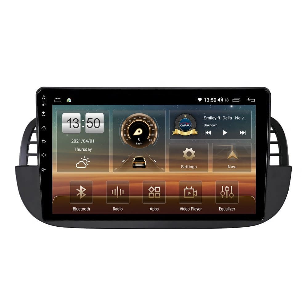 Navigatie dedicata cu Android Fiat 500 2007 - 2015, negru, 8GB RAM, Radio GPS Dual Zone, Display HD QLED 9" Touchscreen, Internet Wi-Fi si slot SIM 4G, Bluetooth, MirrorLink, USB
