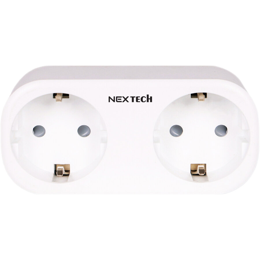 Priza inteligenta TECH® Smart, Wireless, Control Vocal, 16A, Monitorizare Consum Energie, 2 Porturi, 3680W, Compatibil Alexa si Google Assistant, iOS/Android, SmartLife Tuya, 220V-240V, Alb