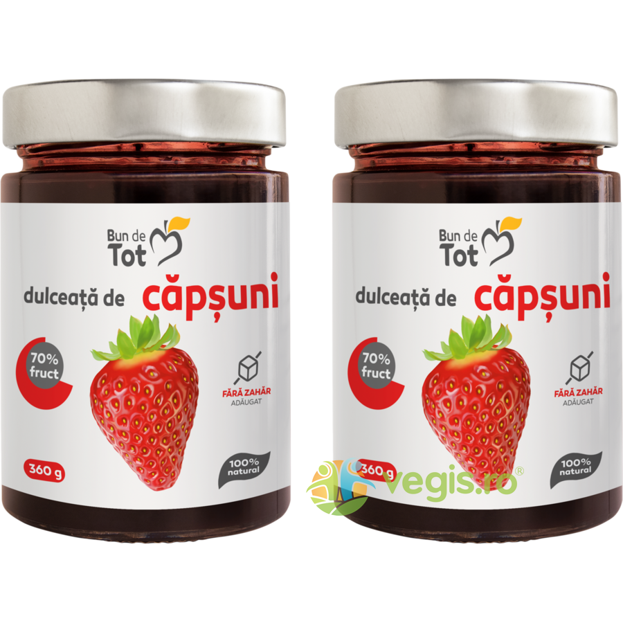 Pachet Dulceata de Capsuni fara Zahar 360g + 360g