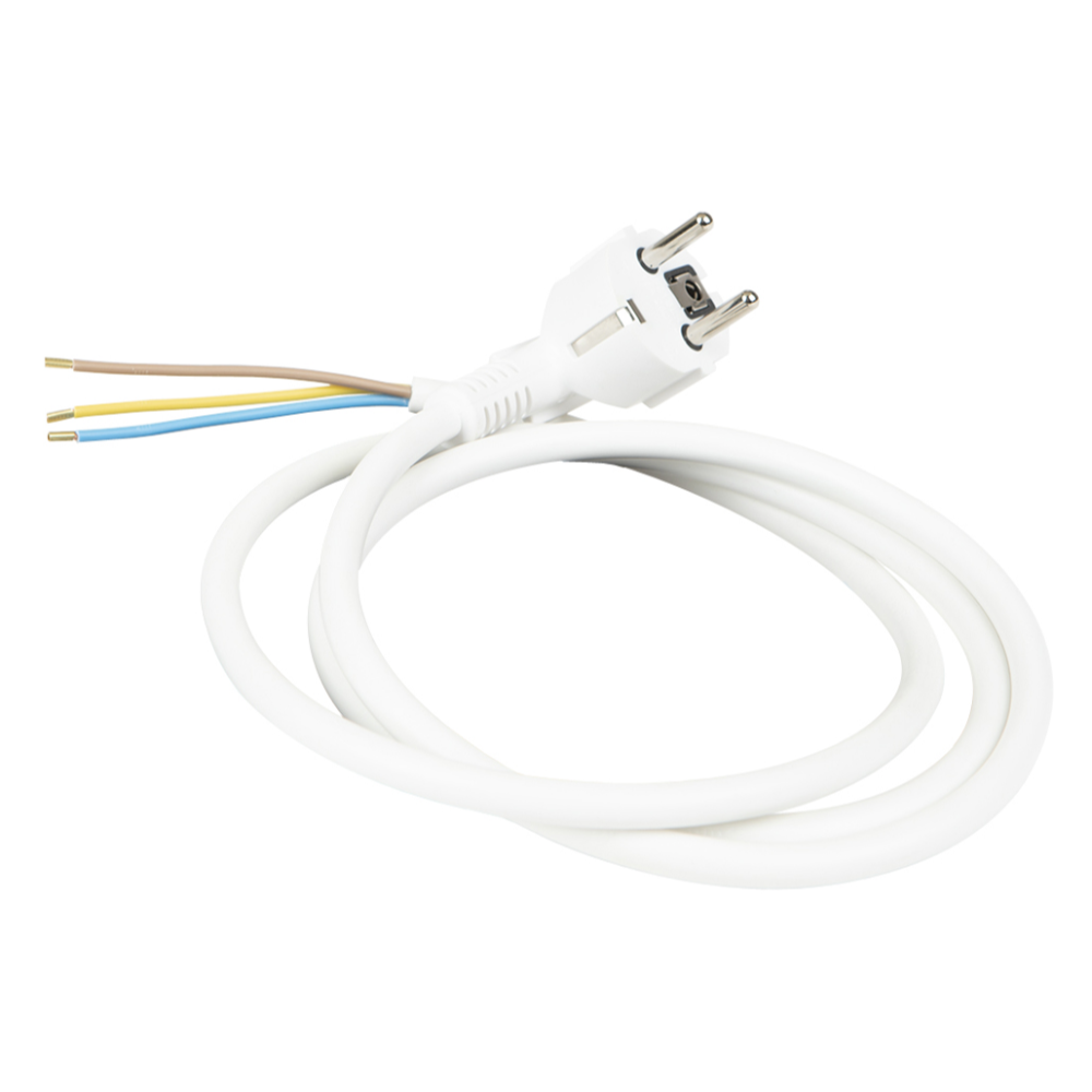 Cordon electric cu fisa injectata si racord, Wconn, 3 m, alb