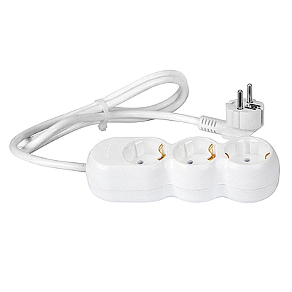 Prelungitor 3 prize H05VV-F, 3 x 1.5 mm2, IP20, alb, 5 m