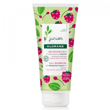 Gel pentru par si corp Klorane Junior cu aroma de zmeura (Gramaj: 200 ml, Concentratie: Gel de curatare)