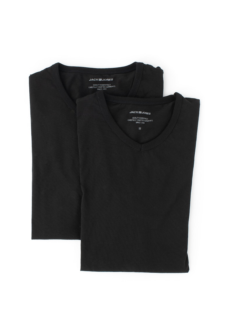 Set de tricouri cu decolteu in V Basic - 2 piese - Negru