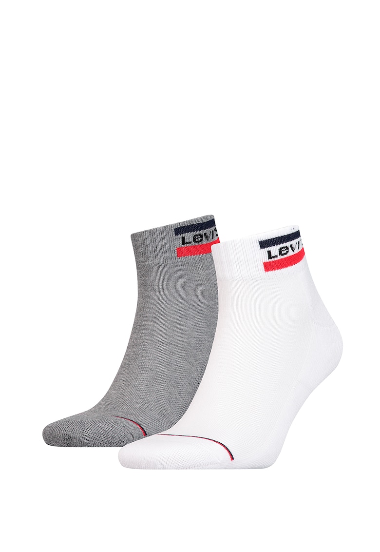 Set de sosete unisex pana la glezna - 2 perechi - Rosu/Alb/Gri