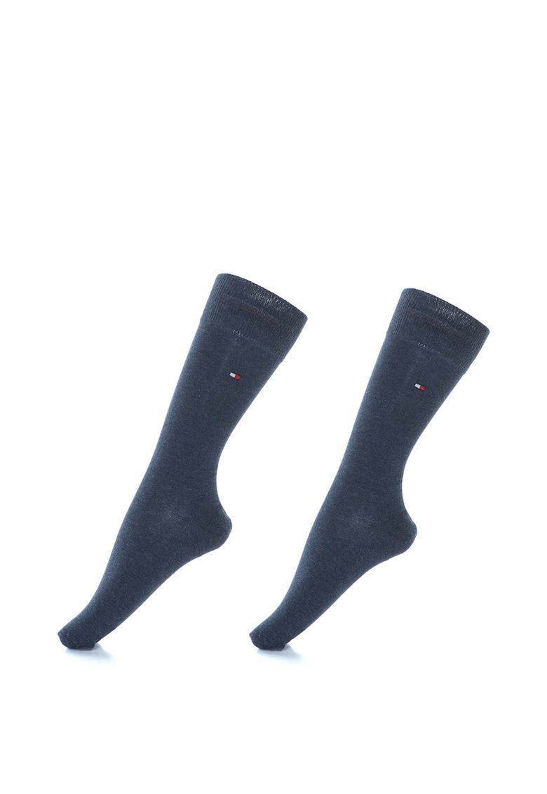 Set de sosete lungi cu logo brodat - 2 perechi - Bleumarin