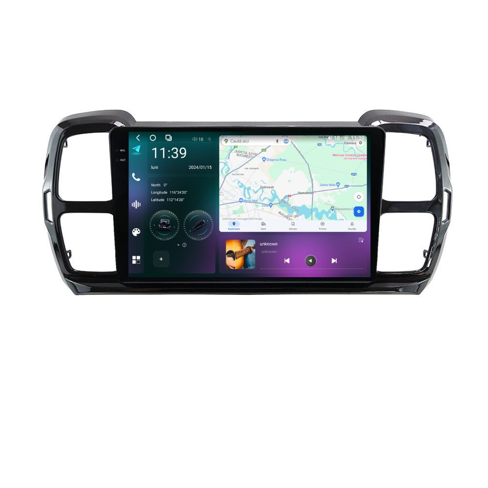 Navigatie dedicata cu Android Citroen C5 Aircross dupa 2018, 12GB RAM, Radio GPS Dual Zone, Display 2K QLED 9.5" Touchscreen, Internet Wi-Fi si slot SIM 4G, Bluetooth, MirrorLink, USB
