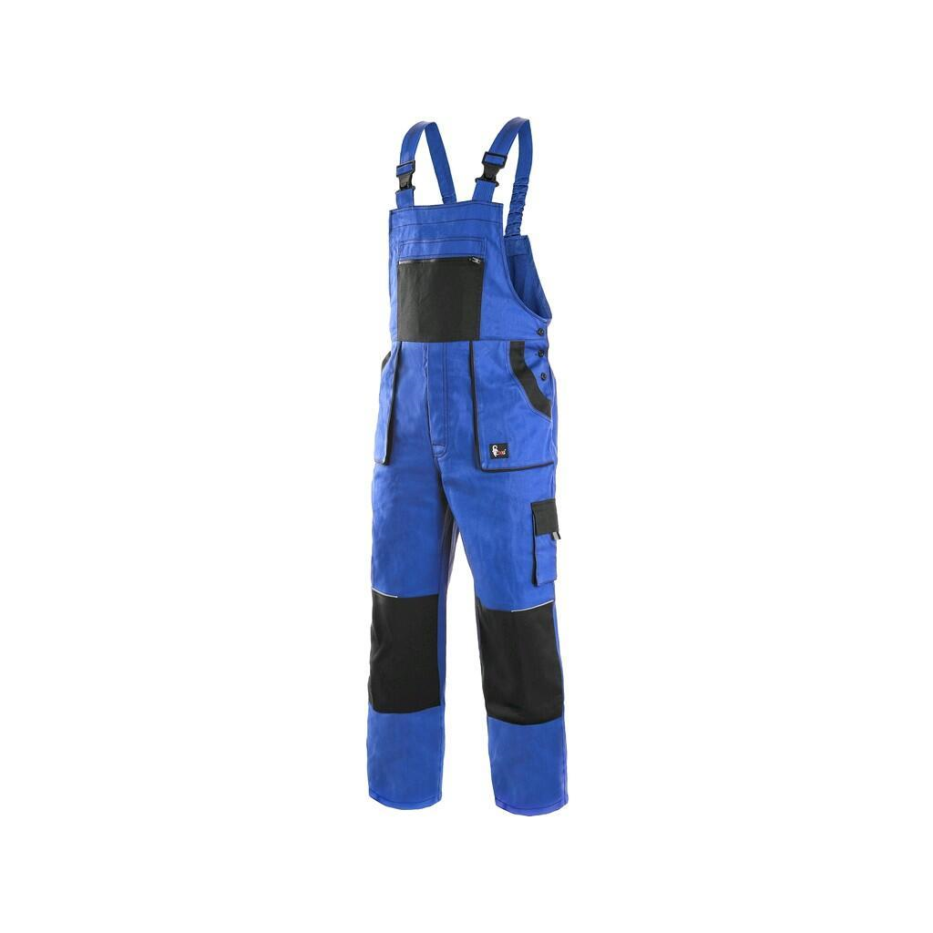 Pantaloni de protectie cu pieptar Luxy Robin, doc, cu intaritura la genunchi, toate sezoanele, albastru cu negru, marimea 54