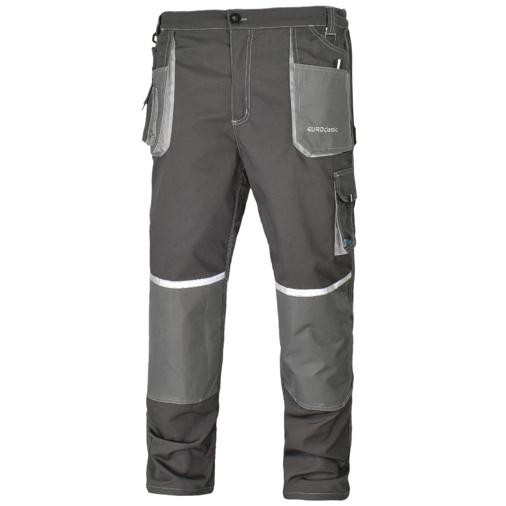 Pantaloni de lucru in talie EuroClassic, tercot, barbatesti, cu elemente reflectorizante, toate sezoanele, culoare gri, marimea 50